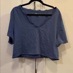 Aerie Blue Cropped V-Neck Women's Top